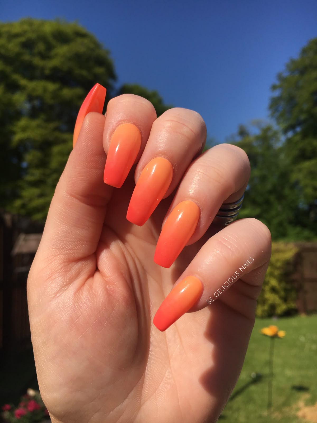 Nails Calgel ombré summer orange red gel
