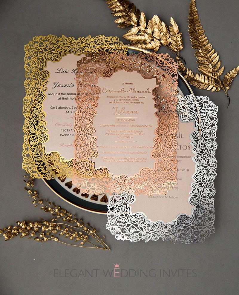 rose gold foil printed laser cut wedding invitation cards rose gold foil printed laser cut wedding invitation cards