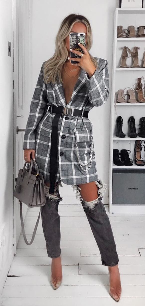 white and black plaid dress shirt #spring #outfits white and black plaid dress shirt #spring #outfits