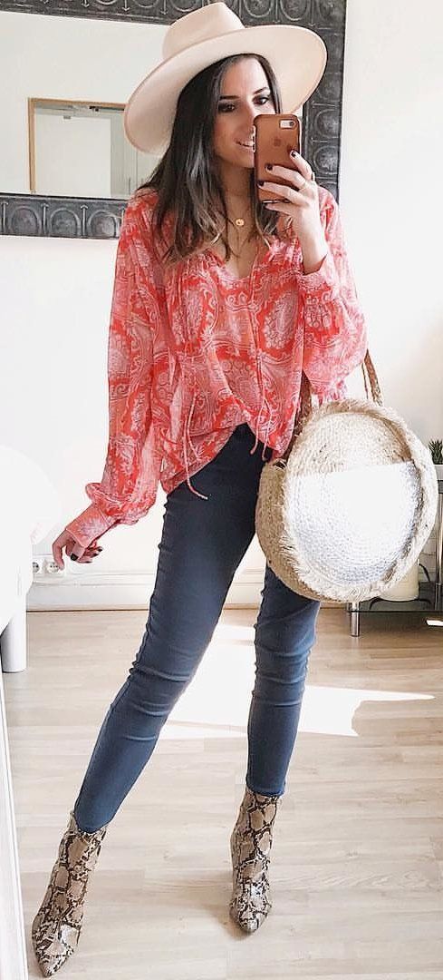 white hat and blue jeans #spring #outfits white hat and blue jeans #spring #outfits