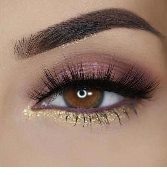 Pink makeup and gold detail