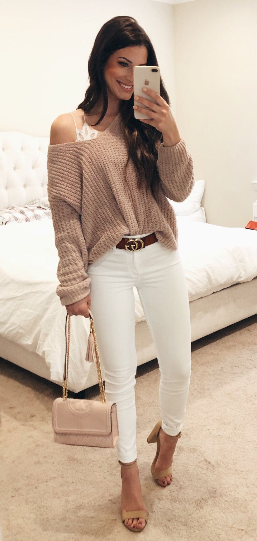 white long sleeve shirt #spring #outfits white long sleeve shirt #spring #outfits