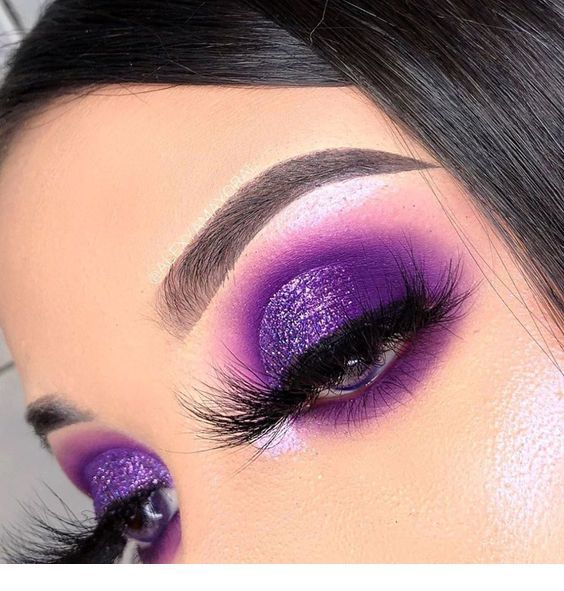 Purple glitter for eye makeup
