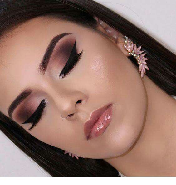 Glam pink makeup and earrings