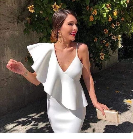 White dress with ruffles