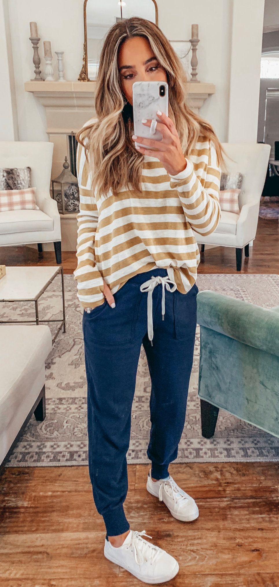 white and brown stripe long sleeve shirt #winter #outfits white and brown stripe long sleeve shirt #winter #outfits