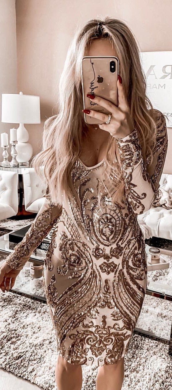 beaded brown and beige scoop-neck long-sleeved mini dress beaded brown and beige scoop-neck long-sleeved mini dress