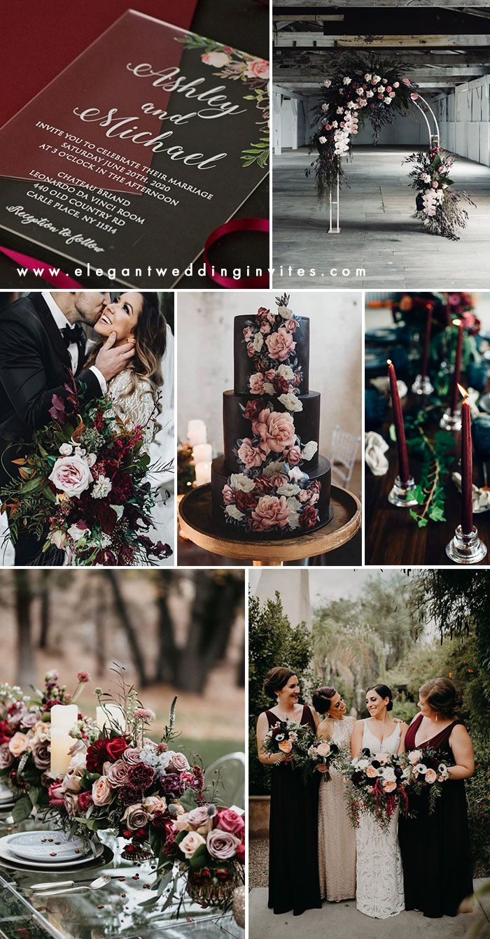 Moody black,wine and blush modern wedding colors Moody black,wine and blush modern wedding colors