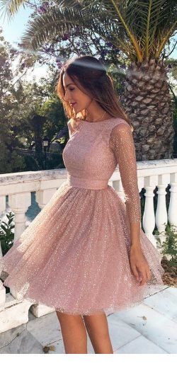Sweet light pink dress with glitter