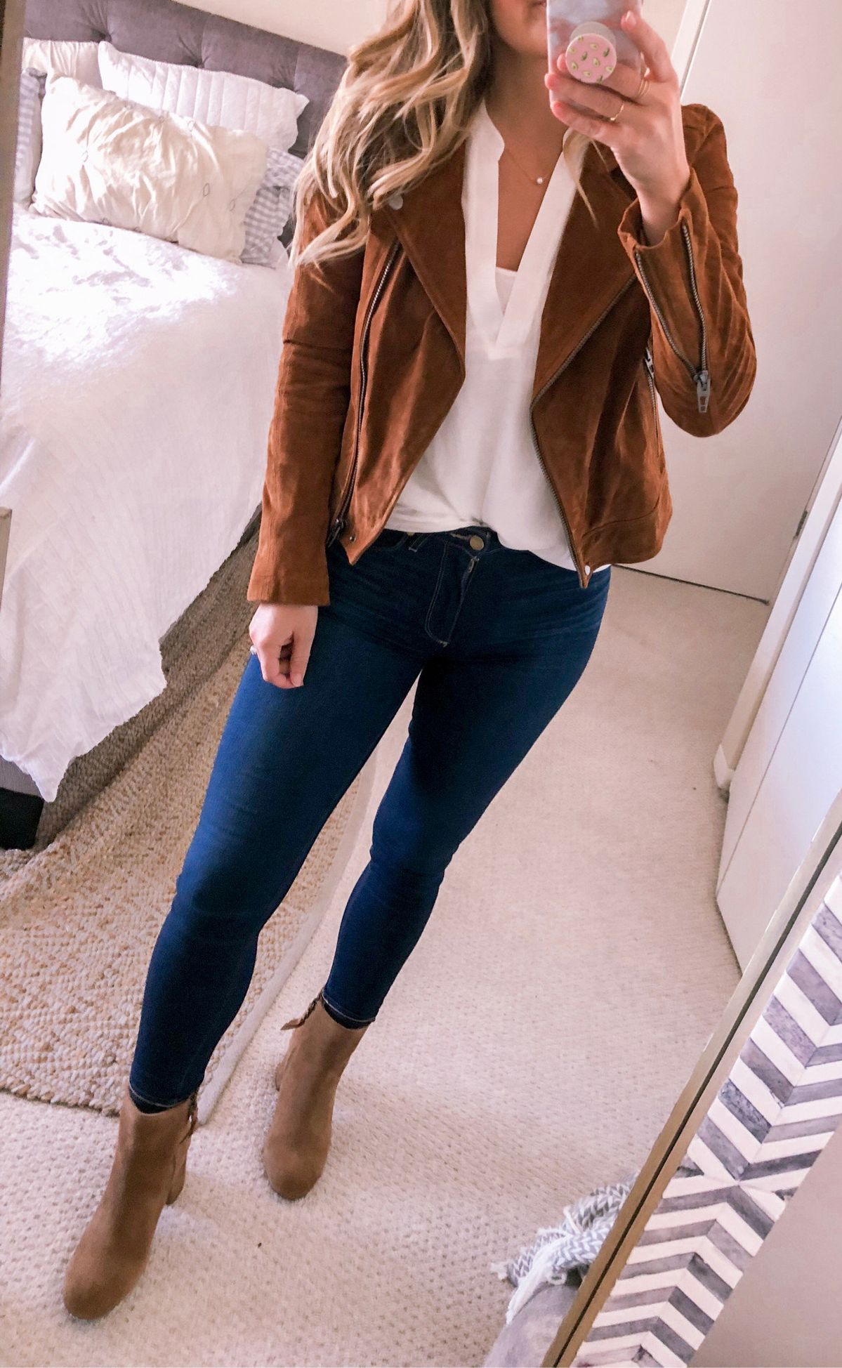 brown zip-up jacket
