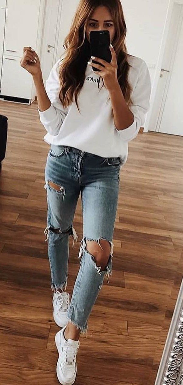 white long-sleeved shirt #spring #outfits white long-sleeved shirt #spring #outfits