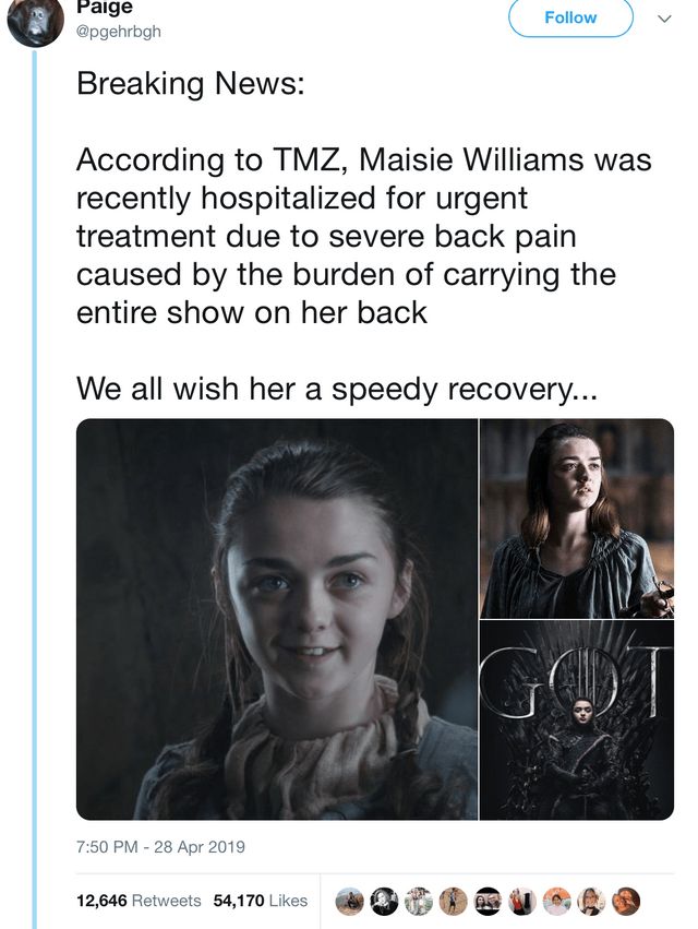 These poor individuals suffered ‘Severe Back Pain’ from doing all of the GD work themselves. #SevereBackPain #Memes #GameOfThrones #TVShow #AryaStark These poor individuals suffered ‘Severe Back Pain’ from doing all of the GD work themselves. #SevereBackPain #Memes #GameOfThrones #TVShow #AryaStark