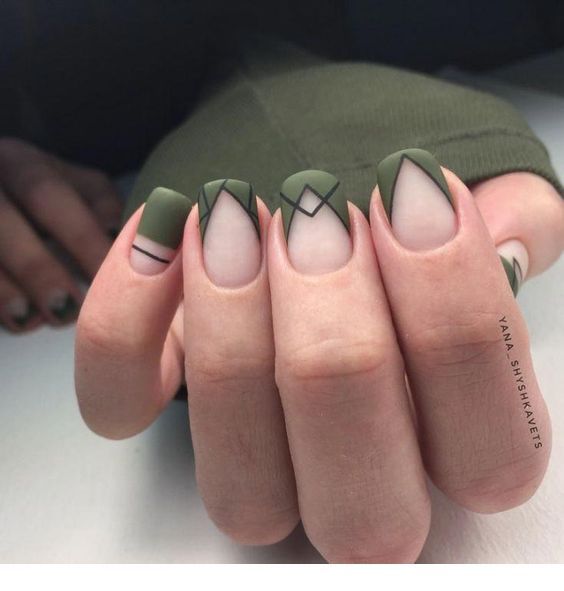 Cool olive nails design