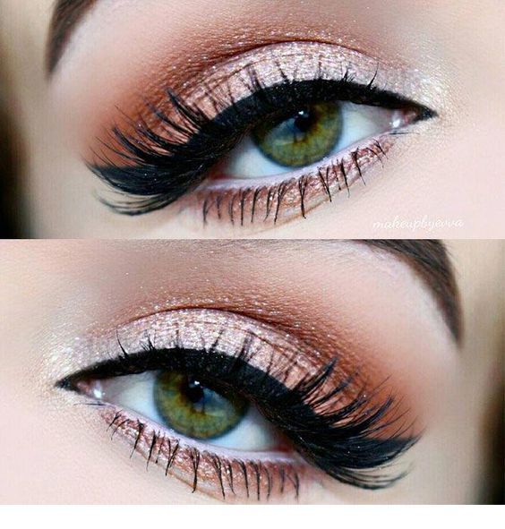 Chic pink makeup for green eyes