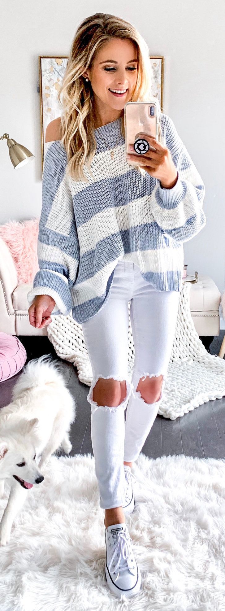 white and gray fur vest #spring #outfits