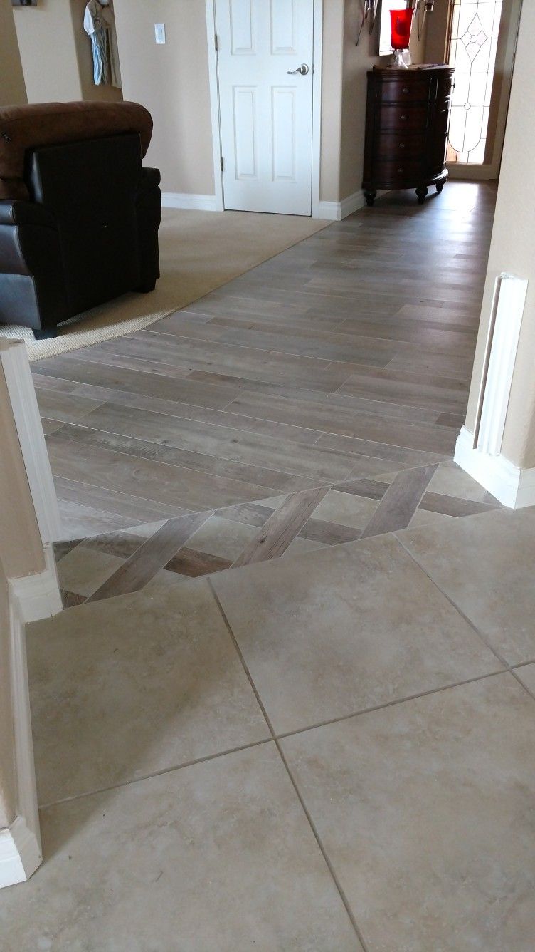 Tile Transition From Family Room To Kitchen In