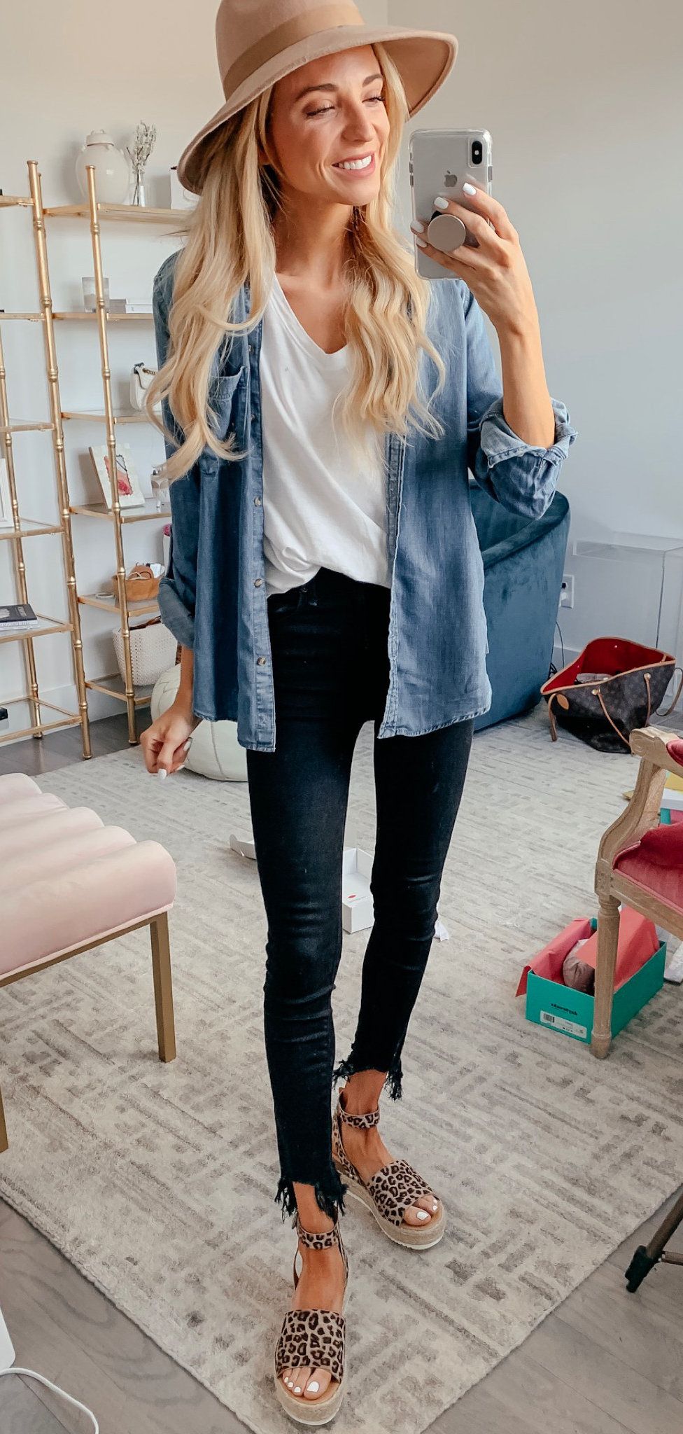 white top and blue denim jacket #spring #outfits white top and blue denim jacket #spring #outfits