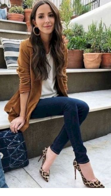 Nice brown blazer and leo pumps Nice brown blazer and leo pumps