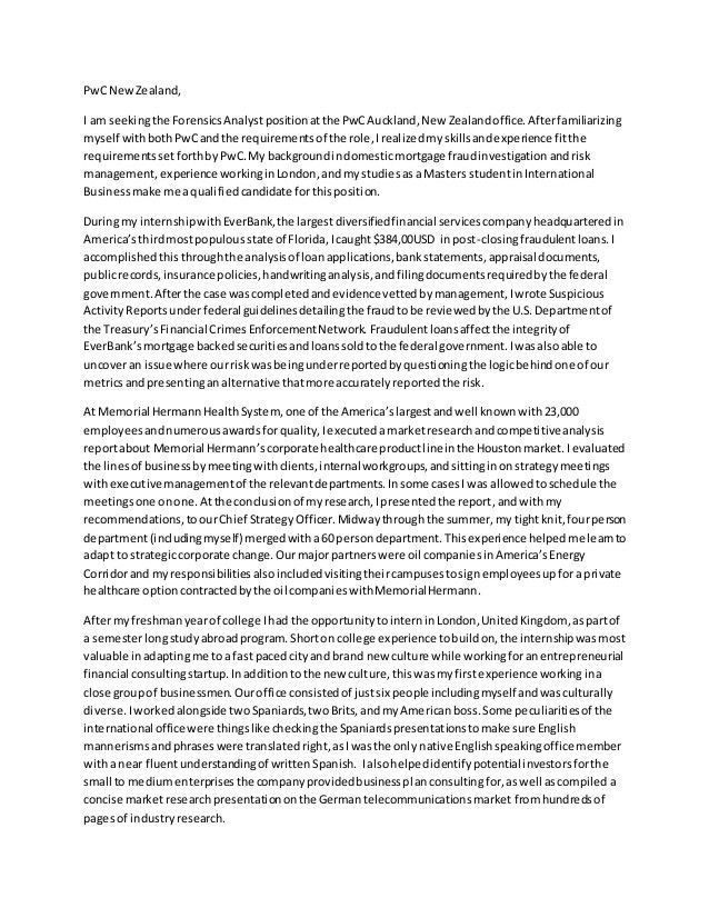 cover letter for pwc under fontanacountryinn com cover letter for pwc