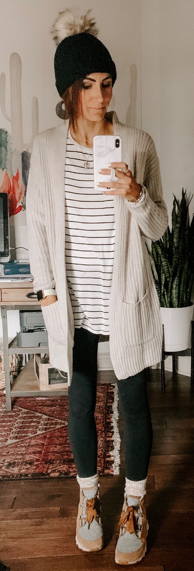 grey cardigan