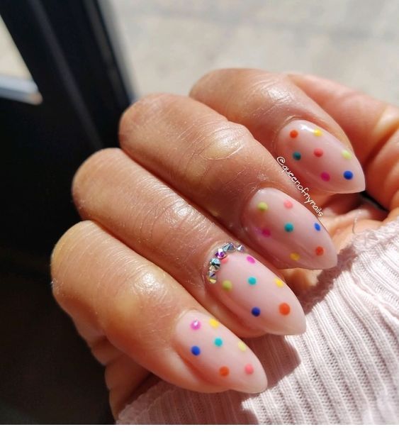 Chic nails with colorful polka dots
