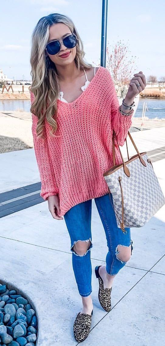 pink knitted sweater #winter #outfits pink knitted sweater #winter #outfits