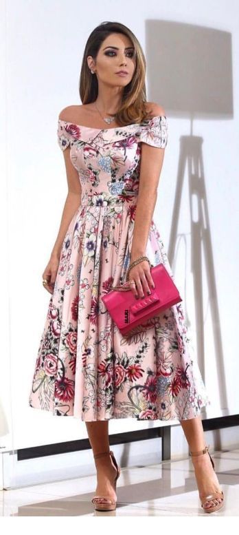 Wonderful floral dress with pink bag