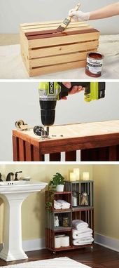 DIY PROJECT: Wooden Crates into Rolling Bathroom Storage #hausdekodekoration