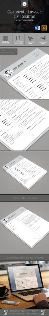 Corporate Lawyer CV Resume Template by RahardiCreative Corporate Lawyer CV Resum...