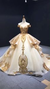 Vintage Off the Shoulder Quinceanera Dresses Gold Sequin Prom Dress FD1968