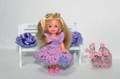 Kelly doll clothes Miniature crochet dress Barbie Kelly mattel doll clothing Kelly club miniature 4 inches doll crochet lilac dress