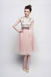 Standesamt Kleid rosa braun kurz mit Tüllrock individuelle Anfertigung