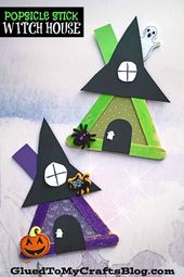 Popsicle Stick Witch House – Halloween Kid Craft Idea