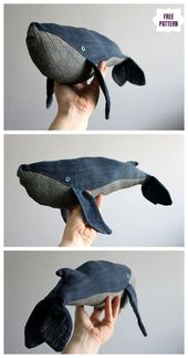 DIY Recycling Demin Jean Whale Plüsch Kostenlose Schnittmuster #demin #kostenlo...
