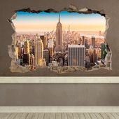 Pegatinas de Pared Ciudad de Nueva York puente Manhatton Vinilo Arte Cartel Habitación Calcomanía 3D