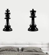Vinyl Wall Decal Chess Pieces Queen King Bedroom Decor Ideas Stickers Unique Gift (ig4743)S 11 in X 17 in / White