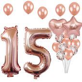 Decoracion De Quinceanera Para Cumpleaños 15 Años Rosa Globos Confeti Rose Gold