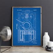 Vintage Poster Art Decor Gift Insulated Military Tank Patent Print Unframed