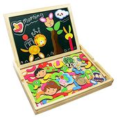 DIWENHOUSE Toddler Toys Educational Travel P Wooden Magnetic Jigsaw Puzzles Toy