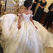 2019 Neue Ankunfts-Hochzeits-Kleid-Ballkleid-Tulle mit Appliques weg von der Schulter