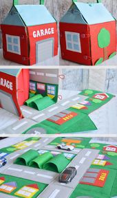 Felt track for boy Baby car play mat Quiet time Activity mat Play board Road map...