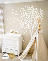 Weiße Baum Wand Aufkleber Kinderzimmer Wandtattoo - große Kids Room Wall Decor Wandbild Aufkleber Wand Tattoo - große: ca. 79