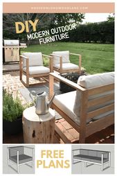 DIY Modern Outdoor Chairs, Budget friendly DIY furniture, Mini Patio Makeover H...
