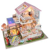 DIY Dollhouse Kit Diy House Sweet Talk Covered Large Hand-made Assembled Model Villa Wooden Toy Gifts Wooden Dolls House with Furniture and Accessorie