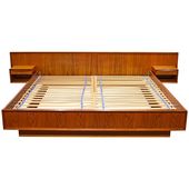 Danish Teak King Platform Bed With Floating Nightstands By Falster 1960s Modern Bedroom Furniture Danish Teak King Platform Bed With, Teak King Platform Bed