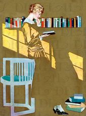 Gorgeous Art Deco Lady READING. Vintage Books ILLUSTRATION. Reading DIGITAL Download. Vintage Coles Phillips Print.