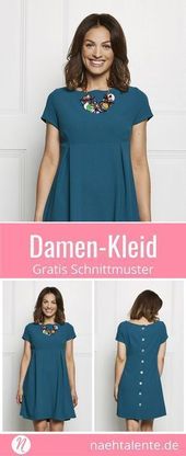 Damenkleid mit Knopfleiste und kurzen Ärmeln - Freebook