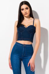 Diseño Con Flores Xxl Corset Denim Azul Diseño Con Flores Xxl Corset Denim Azul