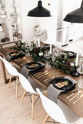 Black, Silver, and Gold Thanksgiving Tablescape