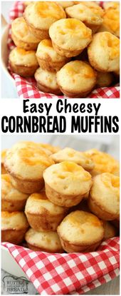 Cheesy Cornbread Muffins are delicate, flavorful honey cornbread with a cheddar ...